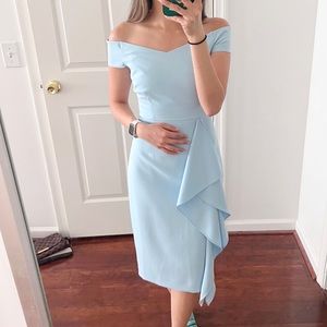 Vince Camuto Off the Shoulder Front Ruffle Cocktail Dress